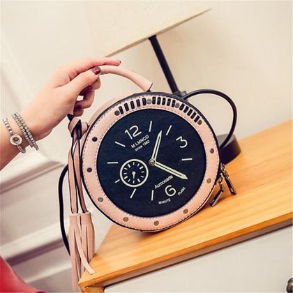 Women Fashion Alarm Clock Tassel Lovely Handbag..