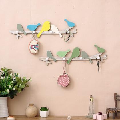 Creative Wooden Bird Hooks Home Wall Hanging..
