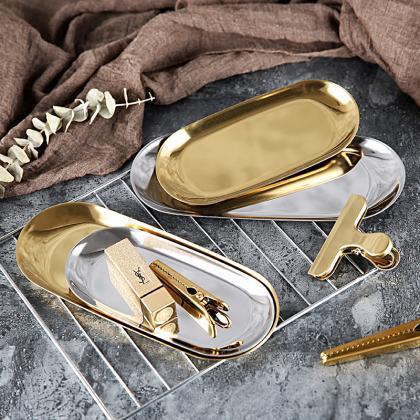 Fashion Golden Jewelry Plate Stainless Steel Tray..