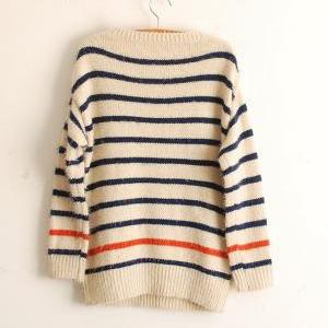 Blue Pullover Navy Anchor Stripe Mohair Sweater on Luulla