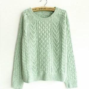 Green Little Fresh Blouse Sweater