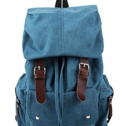 Four Color Shoulder Canvas Backpack
