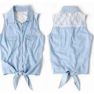 Lace Sleeveless Shirt Vest For Women