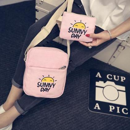 Fashion Three-piece Canvas Bags Student Backpack..