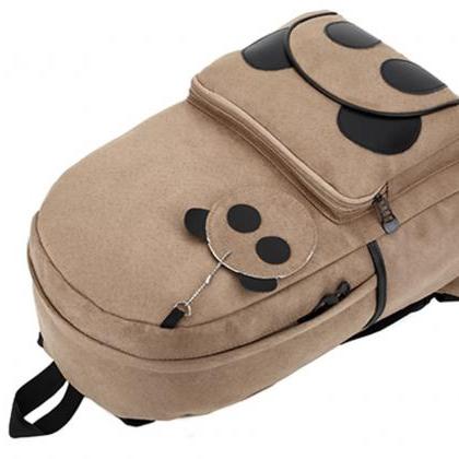 Fashion Panda Pattern Suede Backpack Students..
