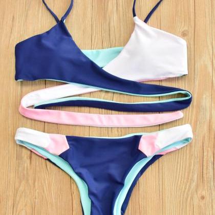 Women Mixed Colors Double-sided Bikini Sexy Swimwear on Luulla