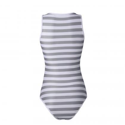 Sexy Stripe Bow Tie Bikini One Piece Swimsuit