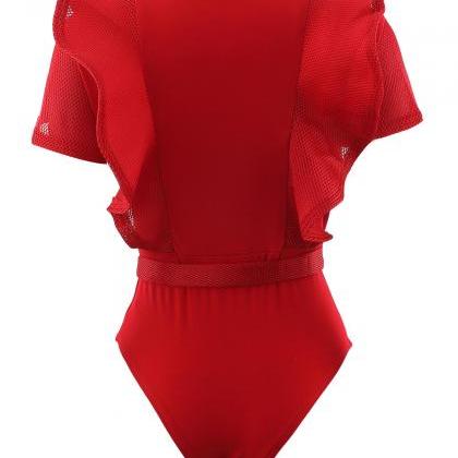 Women Sexy Hollow Flounced Jumpsuit Rompers