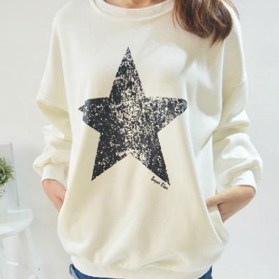 Leisure Simple Star Long Sleeve Warm Sweatshirt