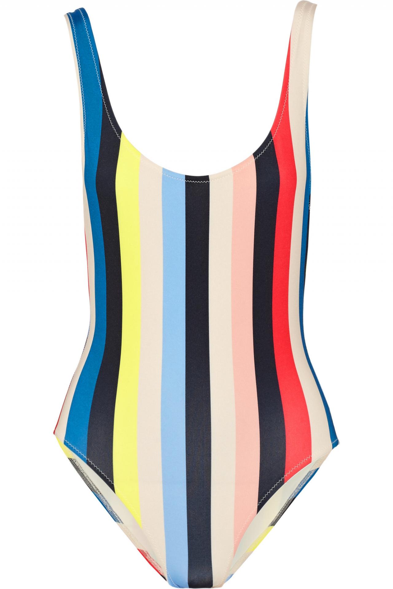 Sexy Rainbow Stripe Swimsuit Backless Multicolor One-Piece Swimwear on ...