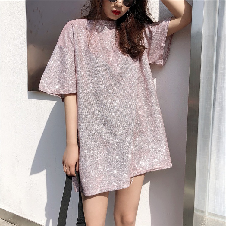 oversized glitter t shirt dress