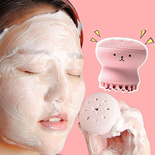 Octopus Silicon Cleaner Facial Brush Exfoliating Silicone Facial Scrubber Deep Pore Cleaning Brush Baby Shower Brush
