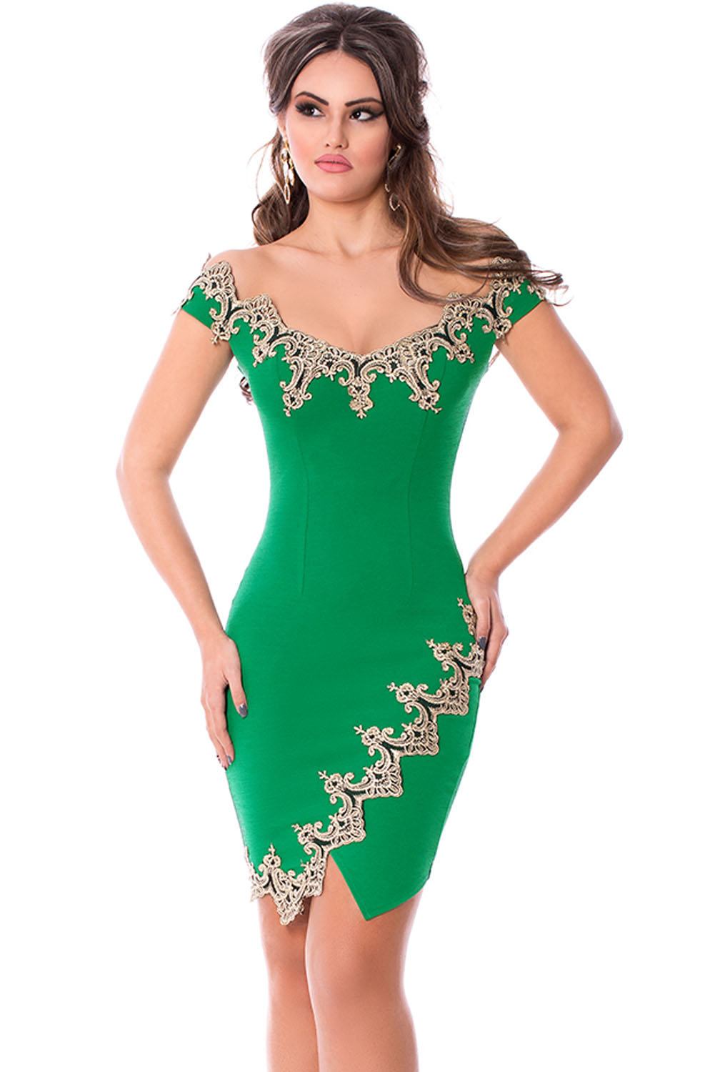 Buy Ladies Dress, Women Plus Size Fashion Solid Lace Patchwork Short Sleeve  Party Cocktail Dress Online at desertcartINDIA