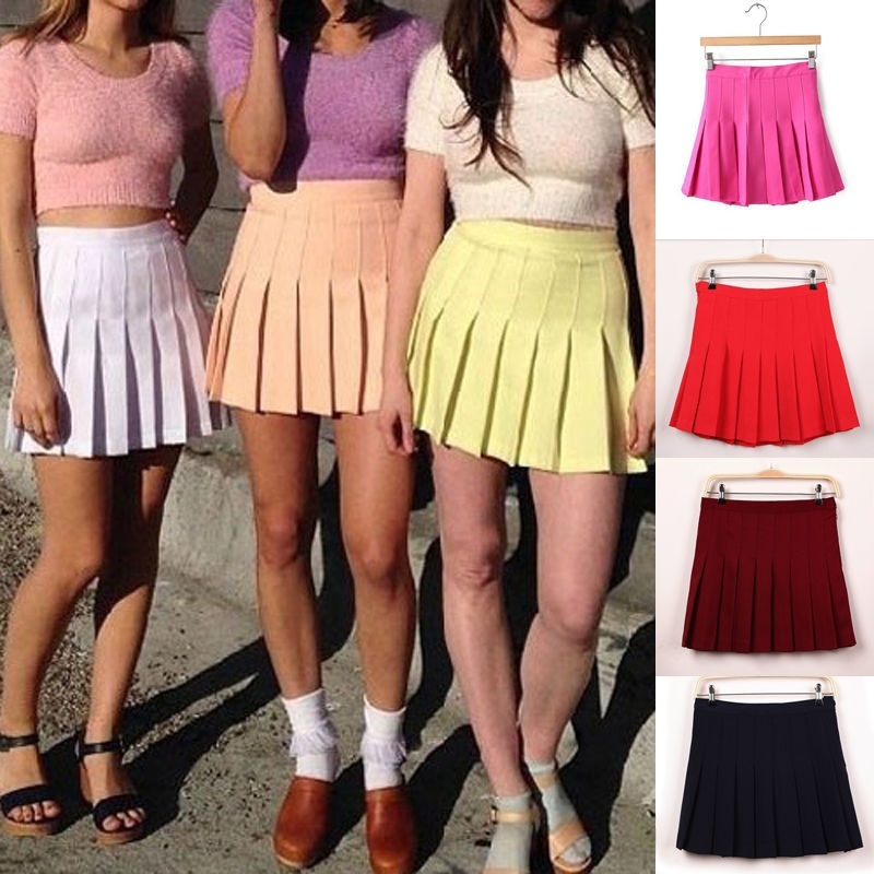 Women Playful High Waist Pleated Slim Thin Mini Dress Tennis Skirts