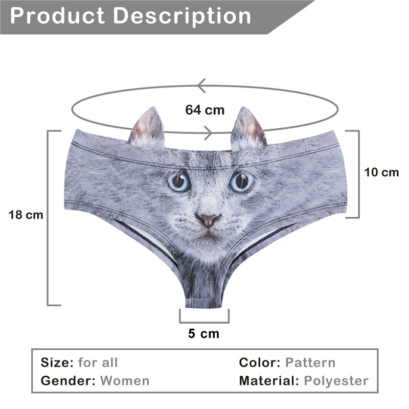 Women Cat Ears Underwear 3d Anti Emptied Underpants Seamless Ice Silk