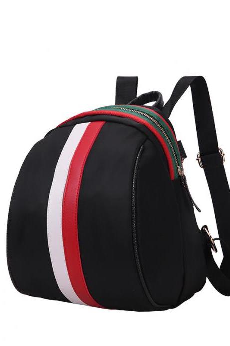 Women Fashion Waterproof Stripe Backpack Student Shoulder Bag Casual Backpack