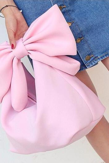 Women Lovely Bow Handbag Creative Personality Makeup Bag