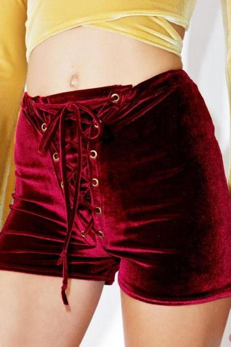 Sexy High Waist Bandage Shorts Nightclub Tight Velvet Short Pants