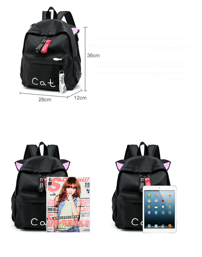 Fashion Cat Ear Backpack Cute Bear Cartoon High Capacity Student